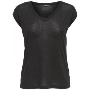 OnlSilvery vneck Lurex top Black