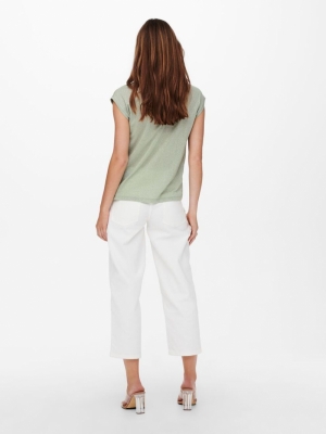 OnlSilvery vneck Lurex top desert Sage