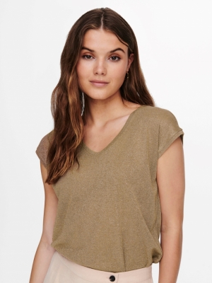 OnlSilvery vneck Lurex top  Toasted Co