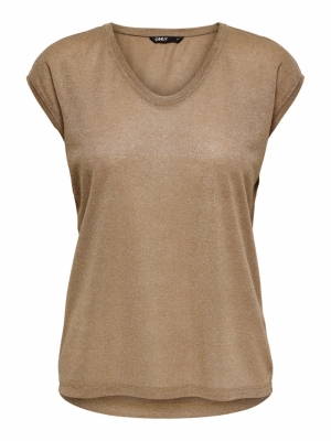 OnlSilvery vneck Lurex top  Toasted Co