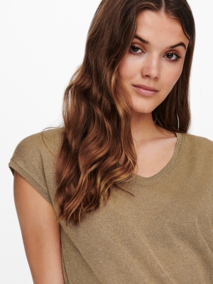 OnlSilvery vneck Lurex top  Toasted Co