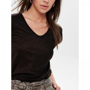 OnlSilvery vneck Lurex top Black Cobber