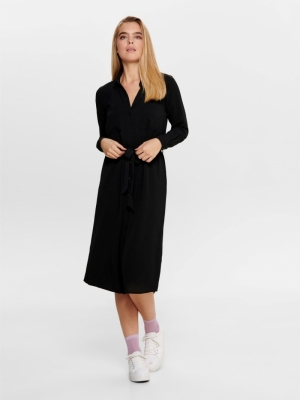 Pinto Midi Shirt Dress Black