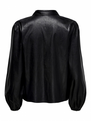 London Faux Leather Shirt Black
