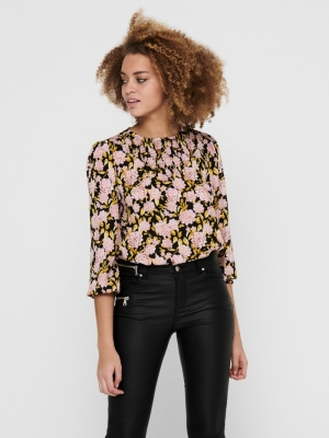 Carmen Short Smock Top Big rose Flower