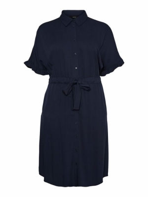 VMFANNI SS MIDI DRESS - K CURV 188780 Navy Bla