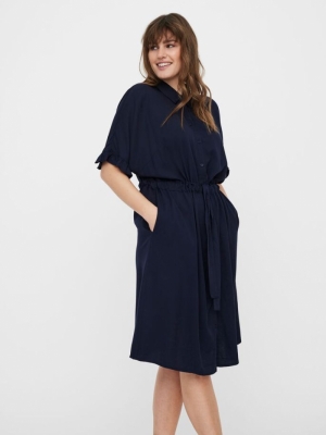 VMFANNI SS MIDI DRESS - K CURV 188780 Navy Bla