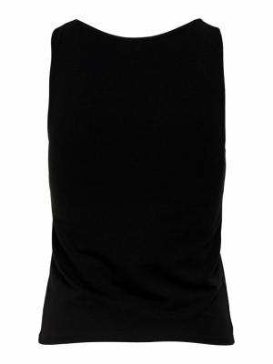 LiveLove Button Cropped Top Black