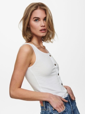 LiveLove Button Cropped Top White -