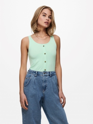 LiveLove Button Cropped Top Brook Green