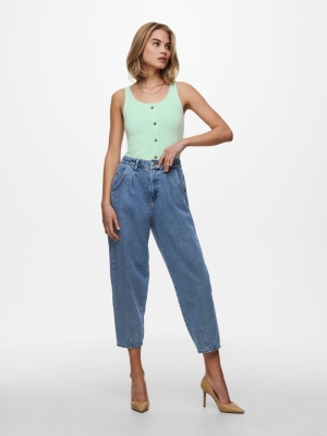 LiveLove Button Cropped Top Brook Green