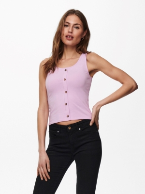 LiveLove Button Cropped Top Orchid Bloom