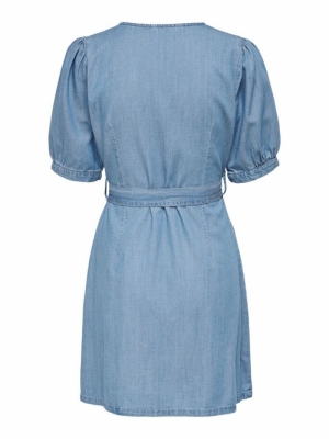 Asta Wrap Dress Light Blue Deni