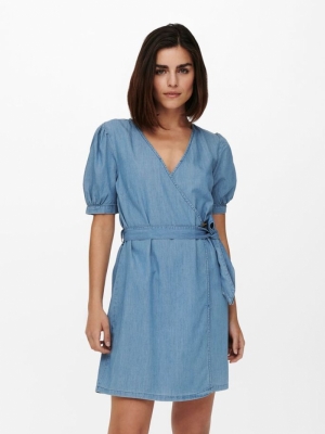 Asta Wrap Dress Light Blue Deni