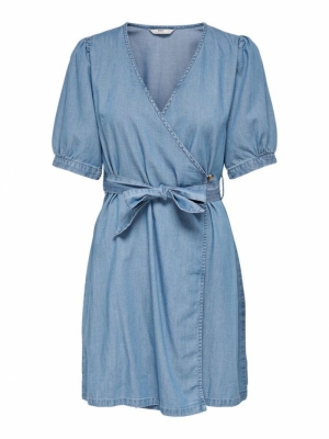 Asta Wrap Dress Light Blue Deni