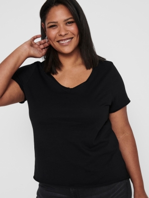 CARBONNIE LIFE SS V-NECK TOP 177911 Black