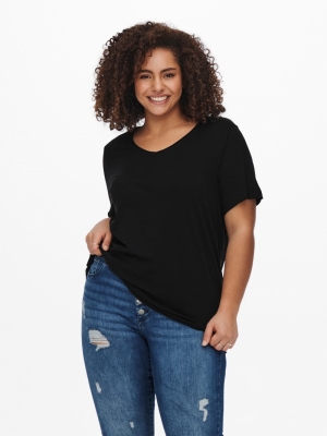 CARBONNIE LIFE SS V-NECK TOP 177911 Black