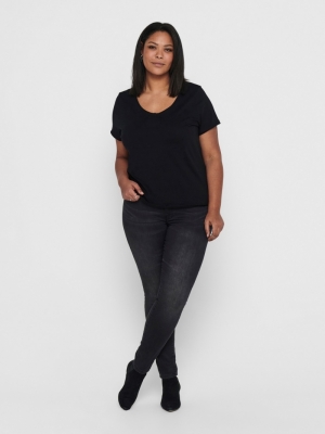 CARBONNIE LIFE SS V-NECK TOP 177911 Black