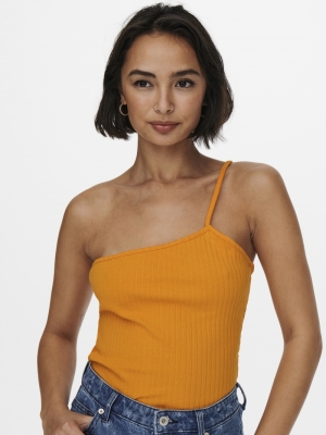 ONLLEA ONE SHOULDER TOP JRS 264215 Flame Or