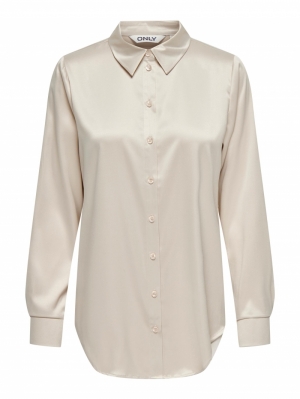 ONLVICTORIA LS LOOSE SATIN SHIRT NO OSWVN 183118 Creme